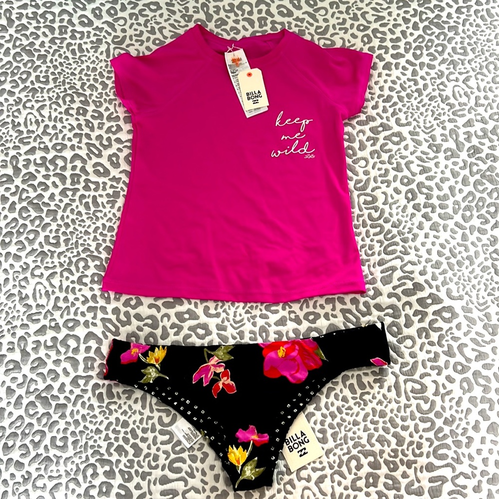 NWT billabong swim rash guard tee top